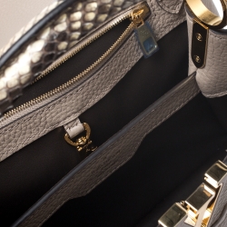 Pre Owned Louis Vuitton Galet Taurillon Leather and Python Capucines BB Bag