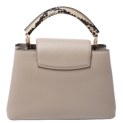 Pre Owned Louis Vuitton Galet Taurillon Leather and Python Capucines BB Bag