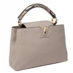 Pre Owned Louis Vuitton Galet Taurillon Leather and Python Capucines BB Bag