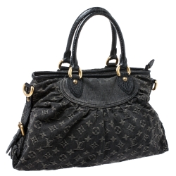 Pre Owned Louis Vuitton Black Monogram Denim Neo Cabby MM Bag