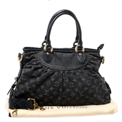 Pre Owned Louis Vuitton Black Monogram Denim Neo Cabby MM Bag