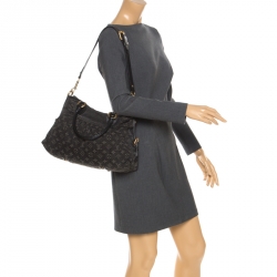 Pre Owned Louis Vuitton Black Monogram Denim Neo Cabby MM Bag