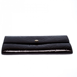 Pre Owned Louis Vuitton Amarante Vernis Monogram Sarah Continental Wallet 