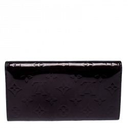 Pre Owned Louis Vuitton Amarante Vernis Monogram Sarah Continental Wallet 