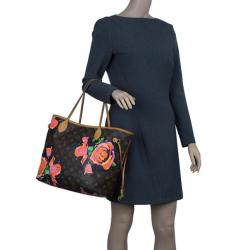 Louis Vuitton Brown Canvas Monogram Rose Neverfull Tote MM