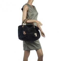 مملوكة مسبقًا Louis Vuitton Black Monogram Embossed Suede Limited Edition Whisper PM