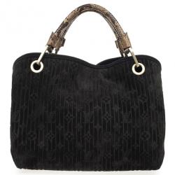 مملوكة مسبقًا Louis Vuitton Black Monogram Embossed Suede Limited Edition Whisper PM