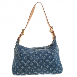 Pre Owned Louis Vuitton Blue Monogram Denim Baggy PM Bag