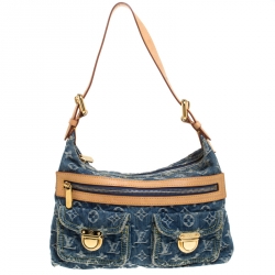 Pre Owned Louis Vuitton Blue Monogram Denim Baggy PM Bag