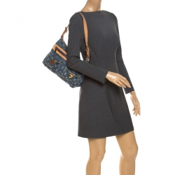 Pre Owned Louis Vuitton Blue Monogram Denim Baggy PM Bag