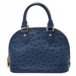 Pre Owned Louis Vuitton Indigo Blue Ostrich Alma BB Bag