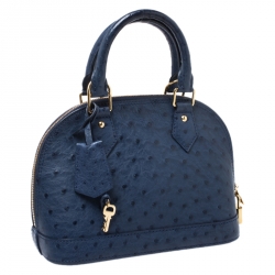 Pre Owned Louis Vuitton Indigo Blue Ostrich Alma BB Bag