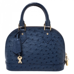 Pre Owned Louis Vuitton Indigo Blue Ostrich Alma BB Bag