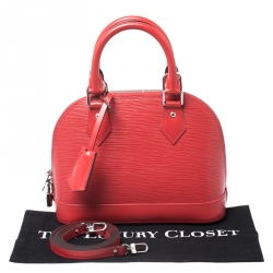 Pre Owned Louis Vuitton Coquelicot Epi Leather Alma BB Bag