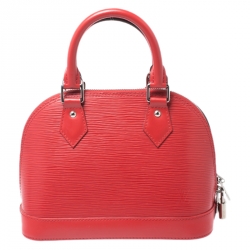 Pre Owned Louis Vuitton Coquelicot Epi Leather Alma BB Bag