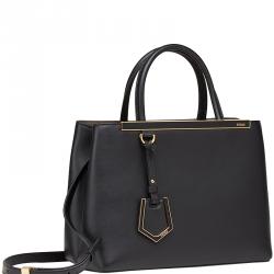 Pre Owned Fendi Black Leather Petite 2Jours Tote