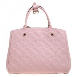 Pre Owned Louis Vuitton Beige Rose Monogram Empreinte Leather Montaigne MM