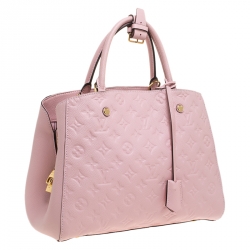 Pre Owned Louis Vuitton Beige Rose Monogram Empreinte Leather Montaigne MM