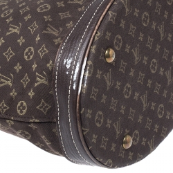 Pre Owned Louis Vuitton Ebene Monogram Mini Lin Bucket Bag