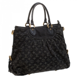 Pre Owned Louis Vuitton Black Monogram Denim Neo Cabby GM Bag