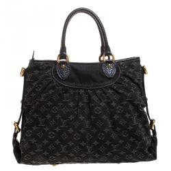 Pre Owned Louis Vuitton Black Monogram Denim Neo Cabby GM Bag