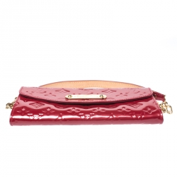 Pre Owned Louis Vuitton Rose Pop Monogram Vernis Sunset Boulevard Clutch Bag