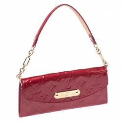 Pre Owned Louis Vuitton Rose Pop Monogram Vernis Sunset Boulevard Clutch Bag
