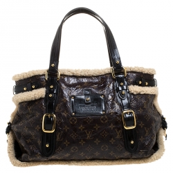 Pre Owned Louis Vuitton Monogram Limited Edition Shearling Thunder Bag
