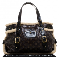 Pre Owned Louis Vuitton Monogram Limited Edition Shearling Thunder Bag