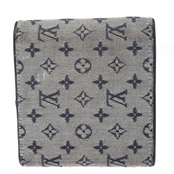 Louis Vuitton Blue Mini Lin Canvas Compact Wallet 