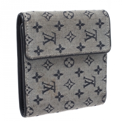 Louis Vuitton Blue Mini Lin Canvas Compact Wallet 