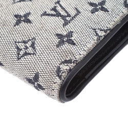Louis Vuitton Blue Mini Lin Canvas Compact Wallet 