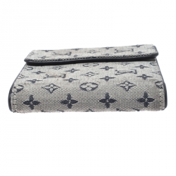 Louis Vuitton Blue Mini Lin Canvas Compact Wallet 