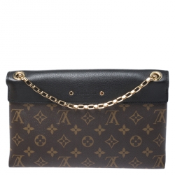 Pre Owned Louis Vuitton Black Monogram Canvas Pallas Chain Bag