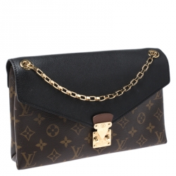 Pre Owned Louis Vuitton Black Monogram Canvas Pallas Chain Bag