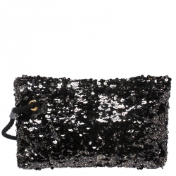 Pre Owned Louis Vuitton Black Sequins Pochette Rococo Clutch