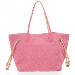 Pre Owned Louis Vuitton Monogram Stone Pink Neverfull MM