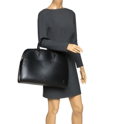 Pre Owned Louis Vuitton Black Epi Leather Sorbonne Bag 