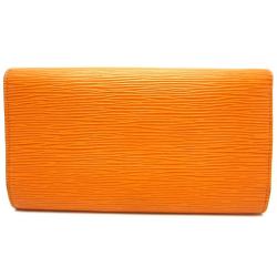 Pre Owned محفظة لوي فيتون ثلاثية الطية جلد ايبي صفراء برتقالية