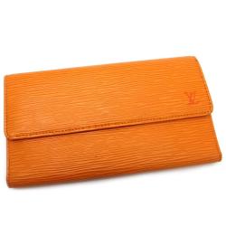 Pre Owned محفظة لوي فيتون ثلاثية الطية جلد ايبي صفراء برتقالية
