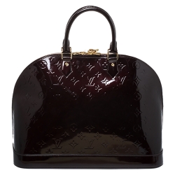 Pre Owned Louis Vuitton Amarante Monogram Vernis Alma GM Bag