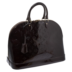Pre Owned Louis Vuitton Amarante Monogram Vernis Alma GM Bag