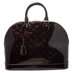 Pre Owned Louis Vuitton Amarante Monogram Vernis Alma GM Bag