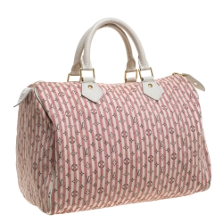 مملوكة مسبقًا حقيبة لوي فيتون ميني لين كرواسون سبيدي مونوغرامي بيضاء/ وردية 30