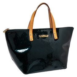 Pre Owned Louis Vuitton Bleu Nuit Monogram Vernis Bellevue PM Bag