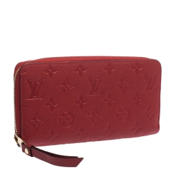 Pre Owned Louis Vuitton Scarlet Red Monogram Empreinte Leather Clemence Wallet