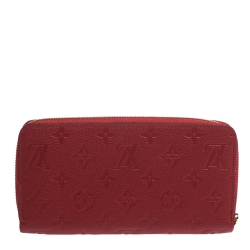 Pre Owned Louis Vuitton Scarlet Red Monogram Empreinte Leather Clemence Wallet