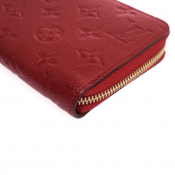 Pre Owned Louis Vuitton Scarlet Red Monogram Empreinte Leather Clemence Wallet