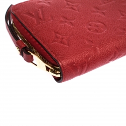 Pre Owned Louis Vuitton Scarlet Red Monogram Empreinte Leather Clemence Wallet