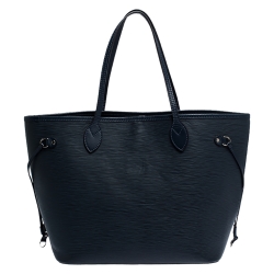 Pre Owned Louis Vuitton Blue Marine Epi Leather Neverfull MM Bag 